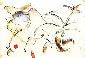 Springendes Reh in Blumen Kunstdruck