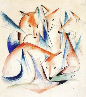 Vier Fuechse Kunstdruck