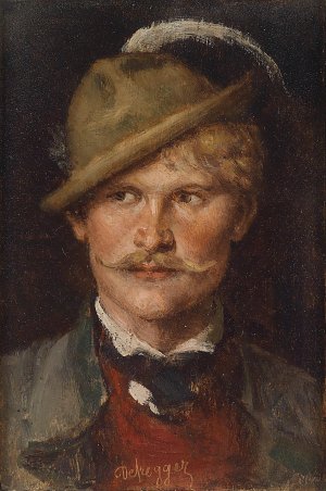 Bauernbursch mit Hut Kunstdruck