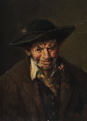 Brustbild eines alten Bauern Kunstdruck