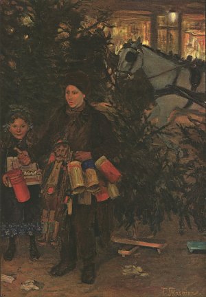 Auf dem Weihnachtsmarkte Kunstdruck