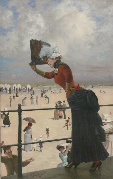 Dame auf der Wandelbahn eines Seebades