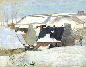 Bretonisches Dorf im Schnee Kunstdruck