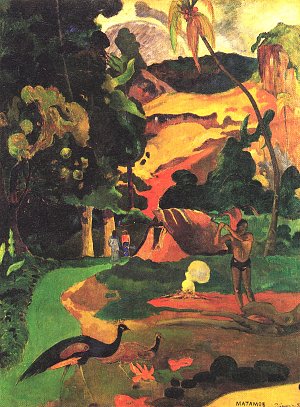 Landschaft mit Pfauen Matamoe Kunstdruck