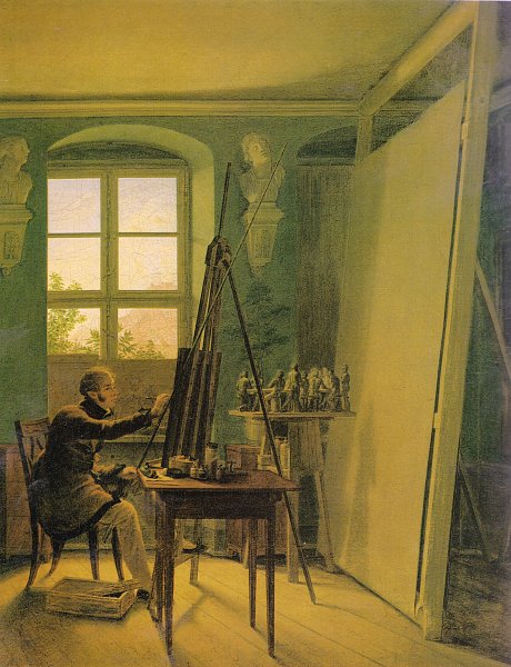 Der Maler Matthäi im Atelier