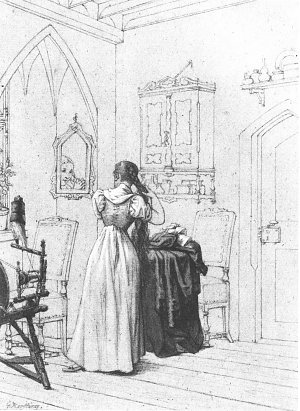 Gretchen vor dem Spiegel Kunstdruck