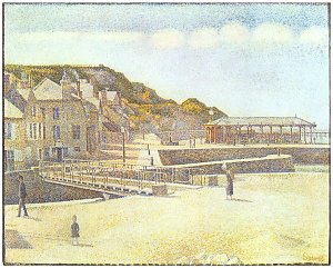Bruecke und Hafen von Port en Bessin Kunstdruck