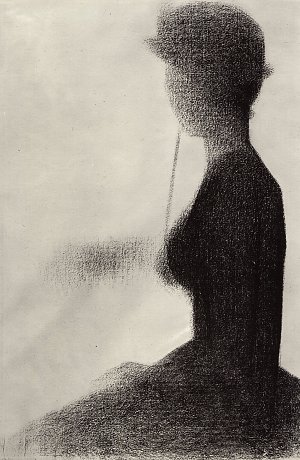 Sitzende Frau mit Regenschirm Kunstdruck