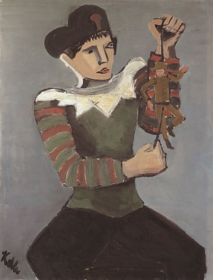 Junge mit Hampelmann Kunstdruck