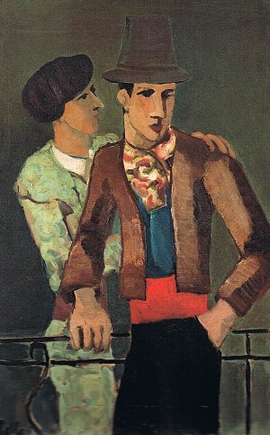 Picador von einem Torero an der Schulter gehalten Kunstdruck