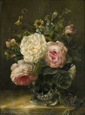 Stillleben mit Fruechten und Blumen Kunstdruck