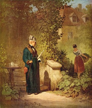 Zeitungsleser im Garten Kunstdruck