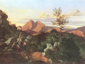 Abend in den Apenninen Rocca di Mezzo Kunstdruck