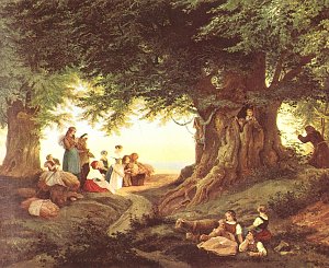 Abendandacht im Walde Kunstdruck