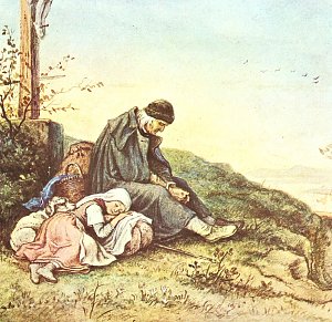 Rast unterm Wegekreuz Kunstdruck