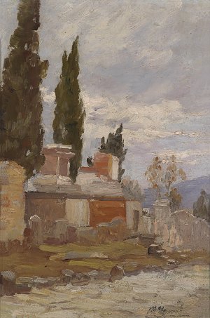 Südliche Landschaft Kunstdruck