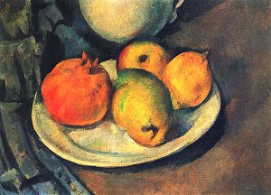 Stillleben mit Granatapfel und Birnen Kunstdruck