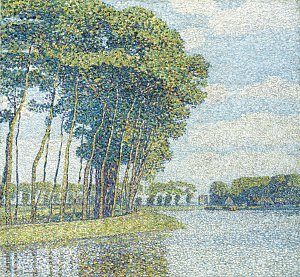 Bäume am Kanal Kunstdruck