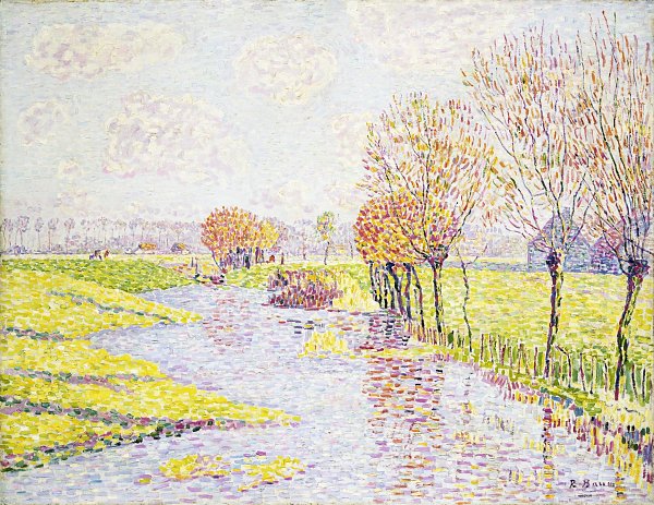Holländische Landschaft mit Weiden am Wasser