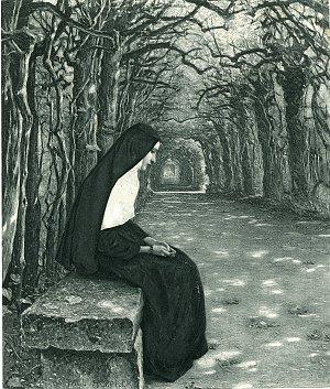 Nonne im Laubgang Kunstdruck