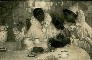 Pierrot mit Pfeifen Kunstdruck