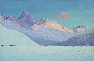 Winterabend in Davos Kunstdruck