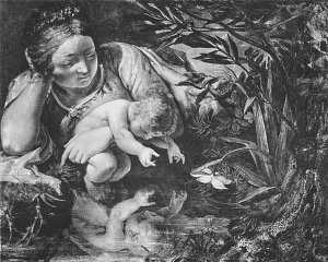 Mutter und Kind an der Quelle Kunstdruck