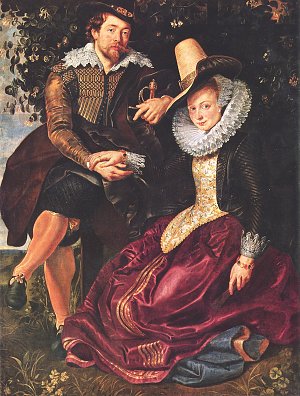 Rubens SelbstPortrait des Malers mit seiner Frau Isabella Brant in der Geissblattlaube Kunstdruck