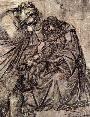 Fragment eines Kartons Anbetung der Heiligen Drei Koenige 2 Kunstdruck