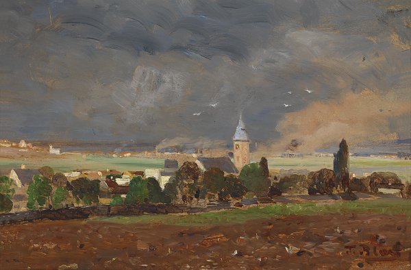 Dorflandschaft vor dem Unwetter
