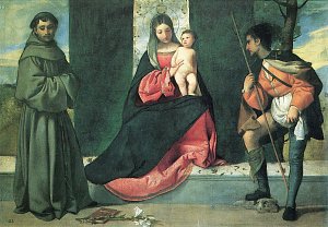Die Jungfrau mit dem Kind und dem Hl Antonius von Padua und dem Hl Rochus Kunstdruck
