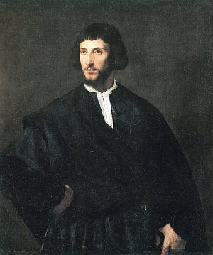 Portrait eines jungen Mannes mit der Hand am Guertel Kunstdruck