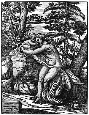 Venus und Cupido im Walde Kunstdruck