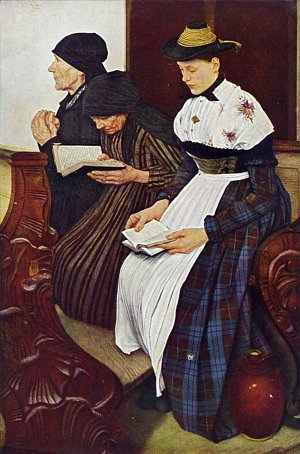 Die drei Frauen in der Kirche Kunstdruck
