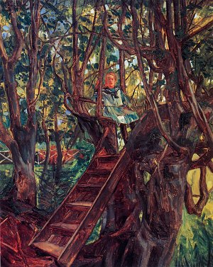 Mädchen im Baum Kunstdruck