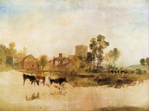 Muehle und Kirche in Goring Kunstdruck