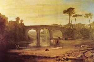 Whalley Bruecke und Abtei Lancashire Faerber waschen und trocknen Tuecher Kunstdruck