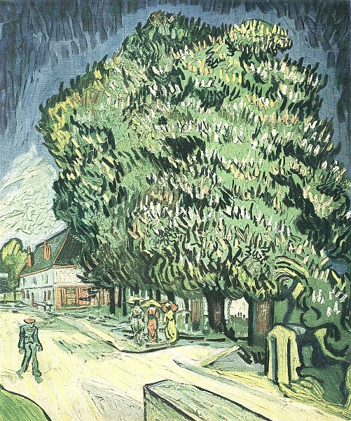 Bluehende Kastanienbaeume