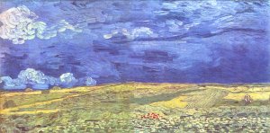 Feld unter Sturmhimmel Kunstdruck