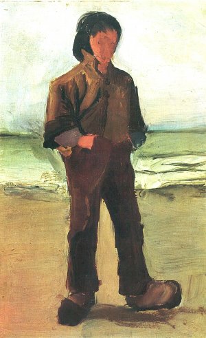 Fischer am Strand Kunstdruck