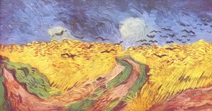 Getreidefeld mit den Raben Kunstdruck