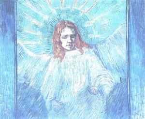 Halbfigur eines Engels Kunstdruck