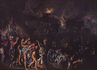 Der Brand Trojas von Adam Elsheimer als Kunstdruck auf Leinwand