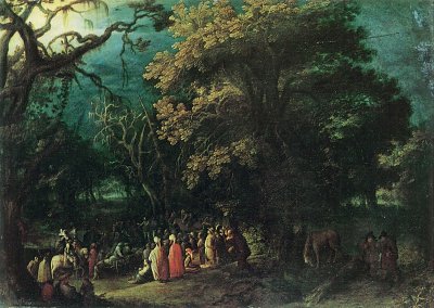 Predigt Johannes des Taeufers von Adam Elsheimer als Kunstdruck auf Leinwand