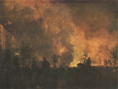 Berlin Askanischer Platz nach einem Fackelzug von Adolf Menzel als Kunstdruck auf Leinwand