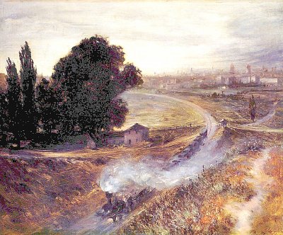 Berlin Potsdamer Bahn von Adolf Menzel als Kunstdruck auf Leinwand