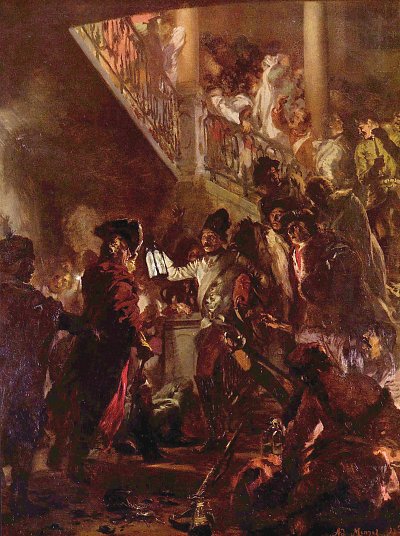 Bonsoir Messieurs! Friedrich der Grosse in Lissa von Adolf Menzel als Kunstdruck auf Leinwand