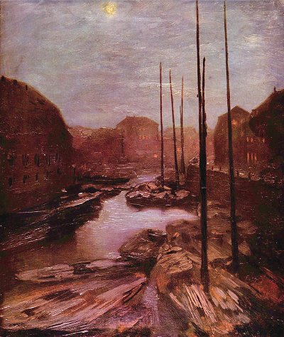 Friedrichsgracht bei Mondschein von Adolf Menzel als Kunstdruck auf Leinwand