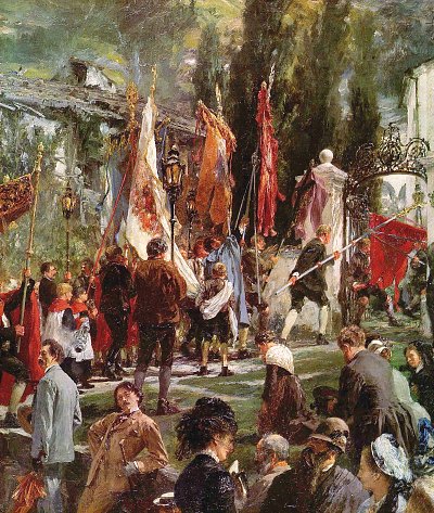 Fronleichnamsprozession in Hofgastein Detail von Adolf Menzel als Kunstdruck auf Leinwand