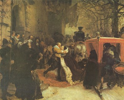 Hanau Schlossportal mit koeniglichem Enpfang von Adolf Menzel als Kunstdruck auf Leinwand